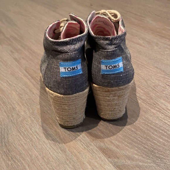 TOMS desert wedge boot espadrille black chambray - Picture 3 of 4